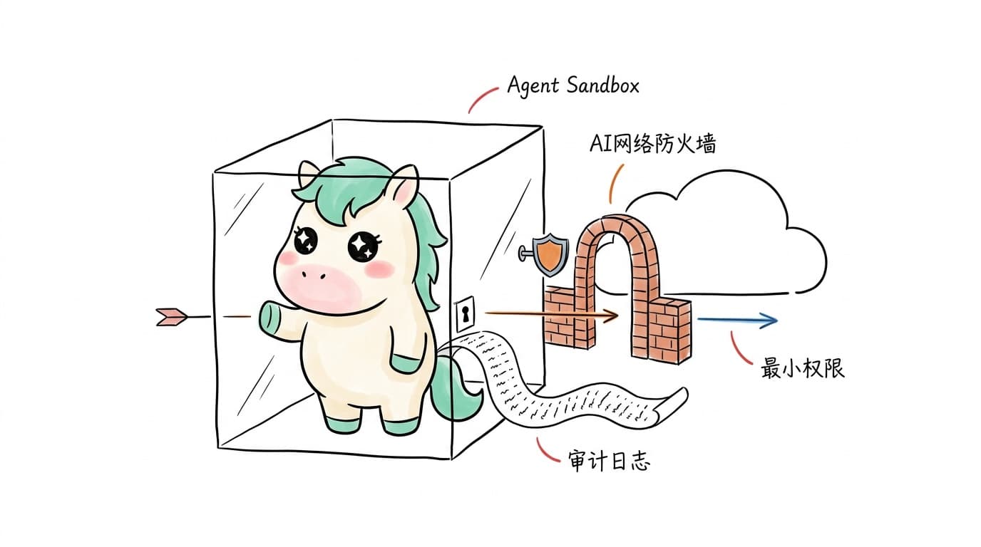 Agent Sandbox, an AI network firewall, audit trails, and least privilege, layered around the agent