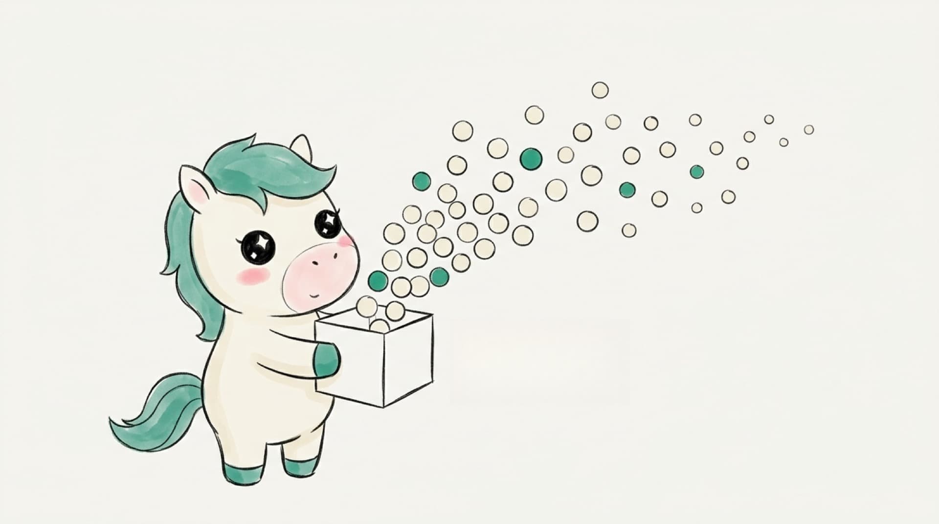 Illustration: the mascot holding a box firmly with both hands, its expression focused and determined