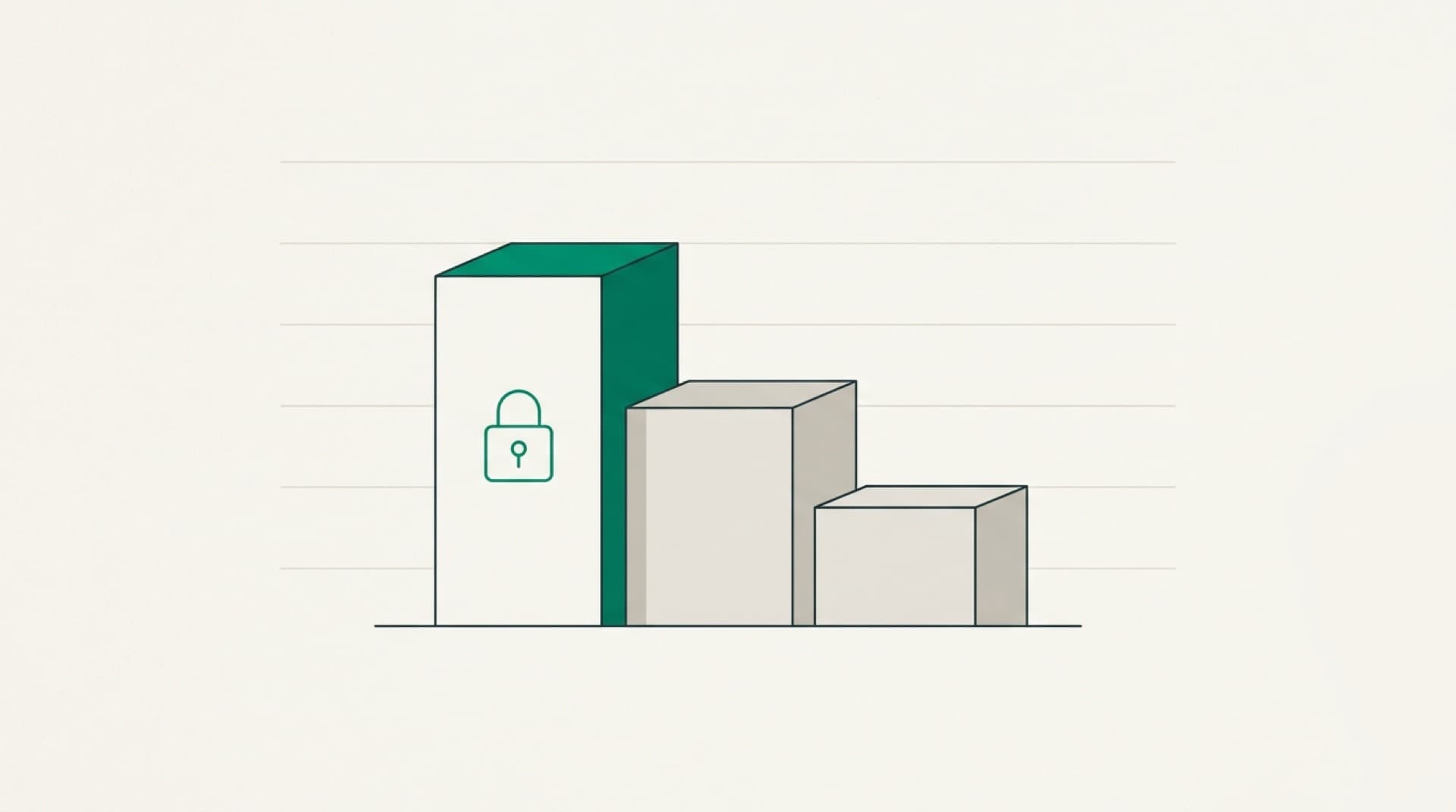 Illustration: three bars of different heights, the tallest on the left with a lock icon, showing the three layers of difference