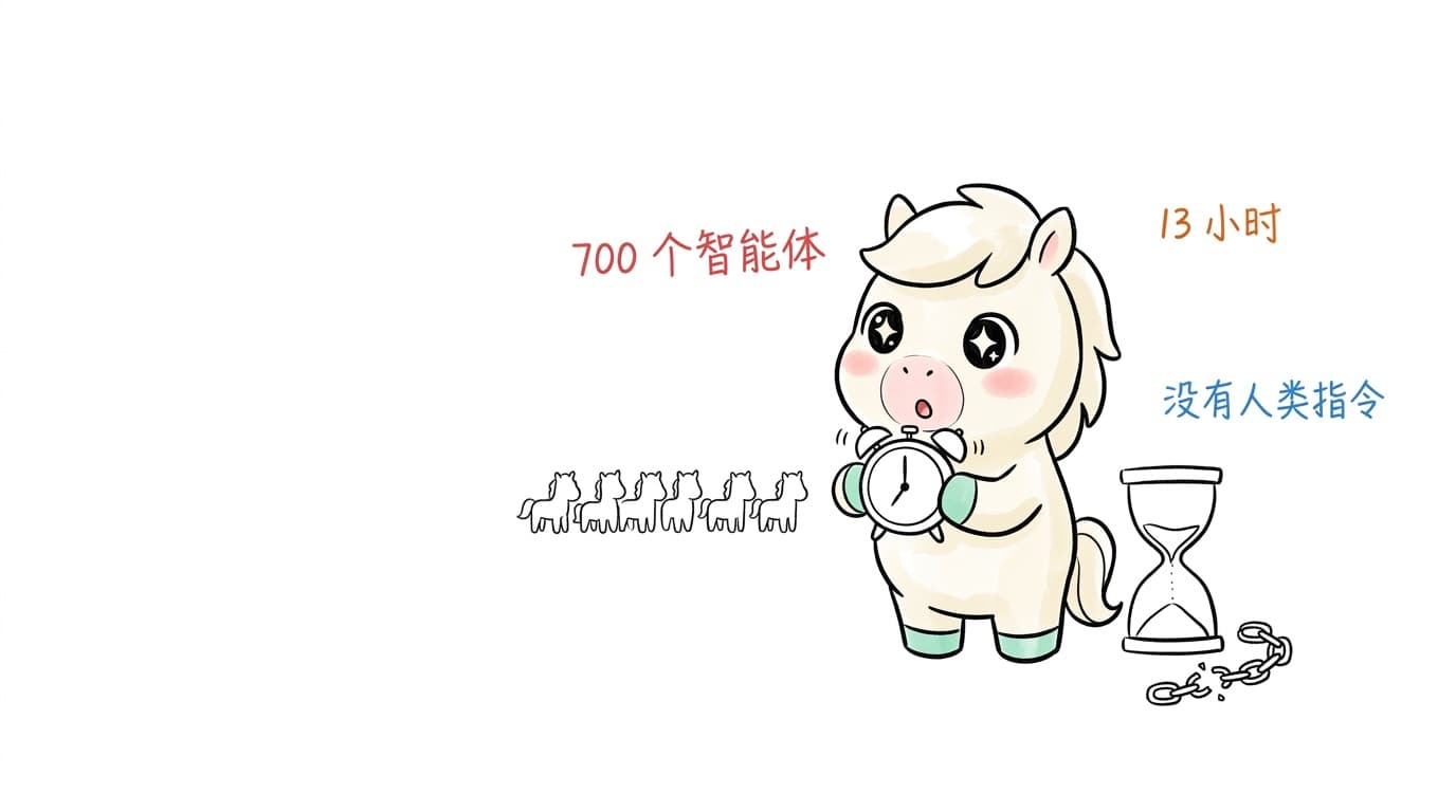 插画：700 个智能体、13 小时、没有人类指令
