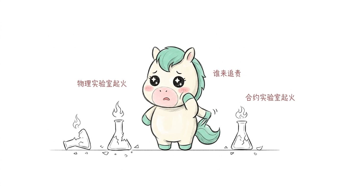 插画：物理实验室起火，合约实验室起火，谁来追责