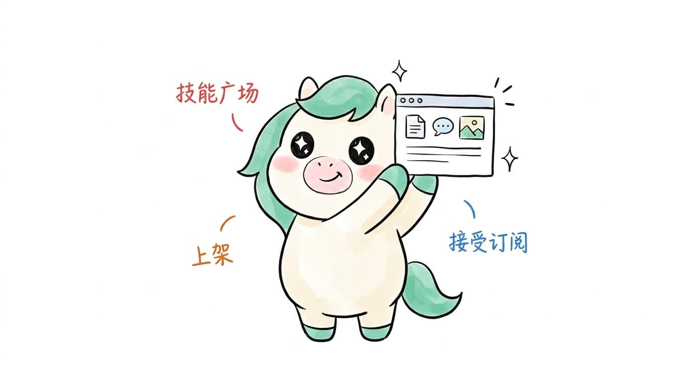 插画：技能广场，上架，接受订阅