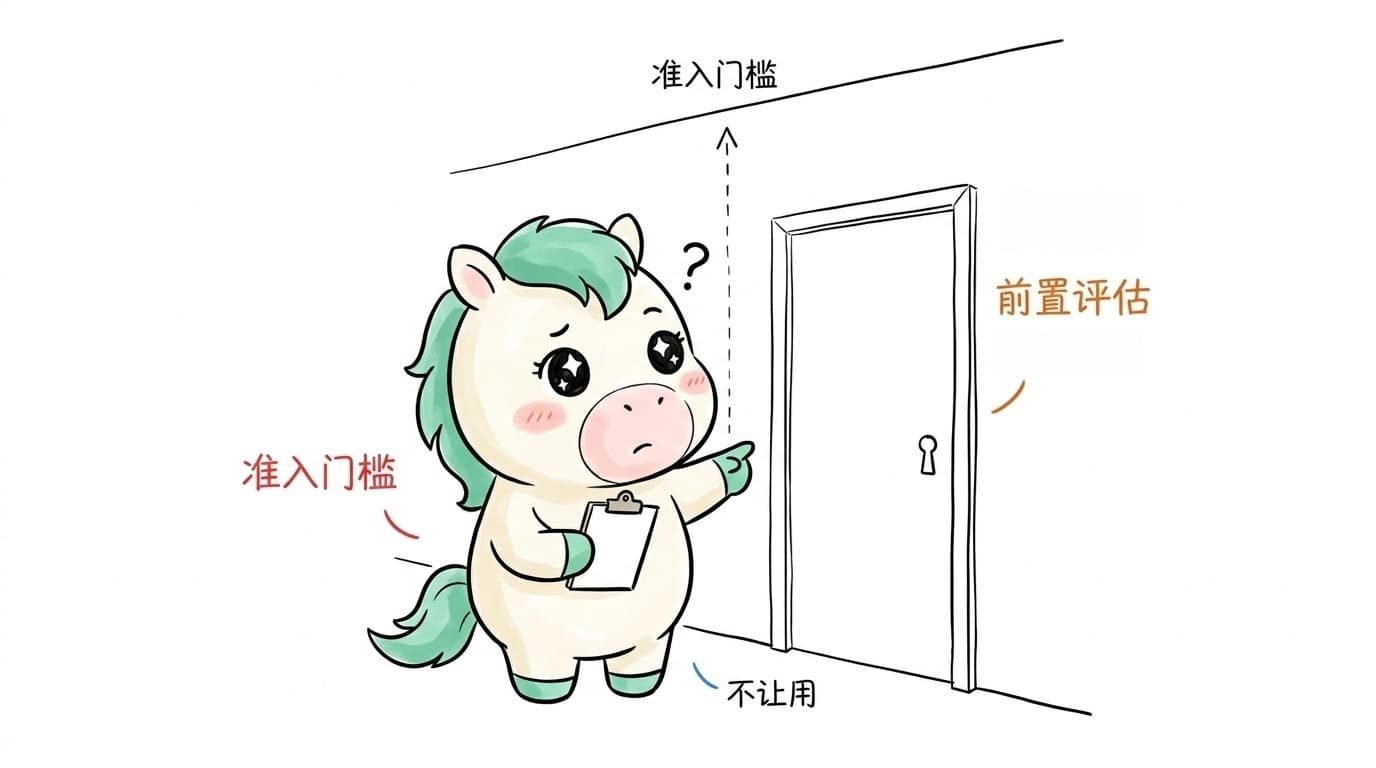 插画：市场准入门槛，前置评估，不让用
