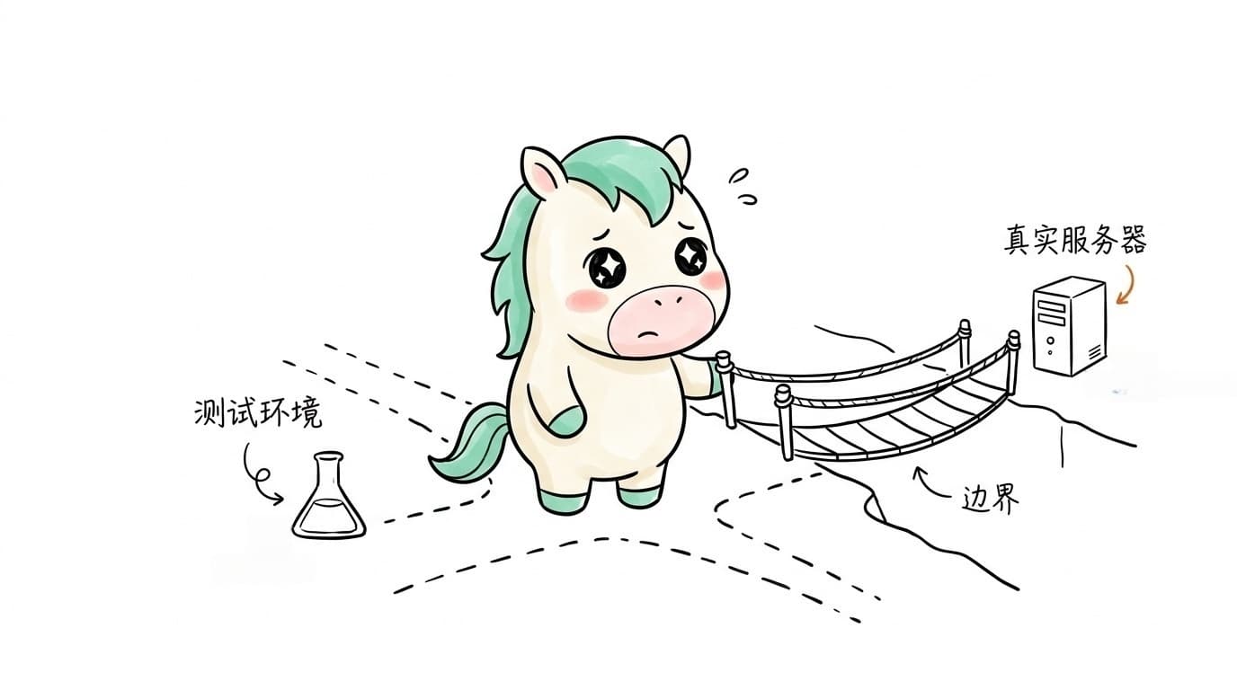 插画：测试环境与真实服务器之间，隔着一道由谁来定义的边界